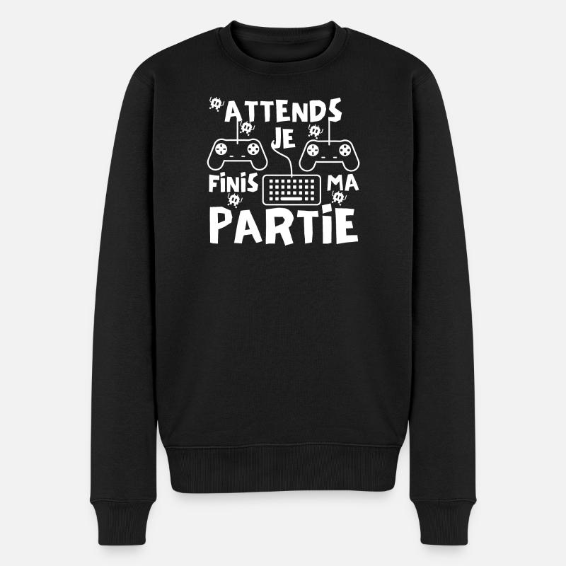 Attends je finis ma partie - Pull Premium bio Homme - noir
