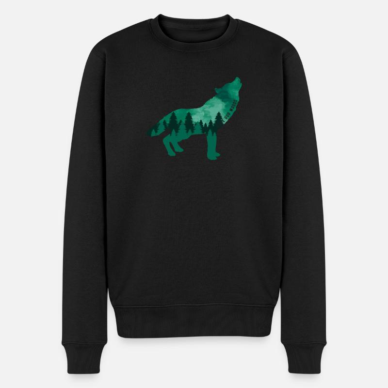 Klimawandel Umweltschutz Wolf Nachhaltig - Männer Premium Bio Pullover - Schwarz