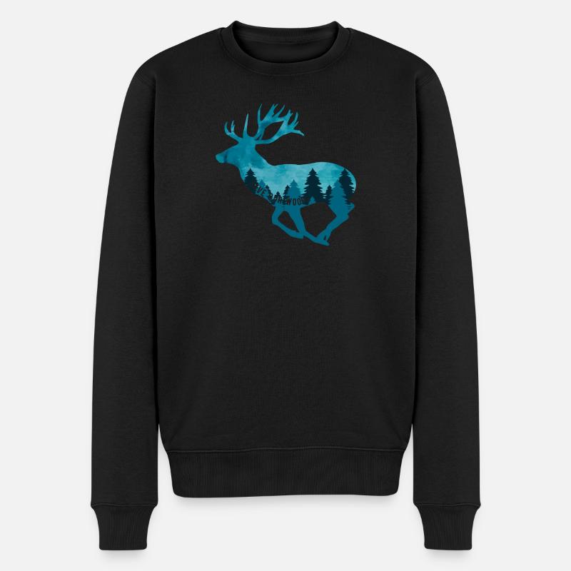 Klimawandel Umweltschutz Hirsch Nachhaltig - Männer Premium Bio Pullover - Schwarz