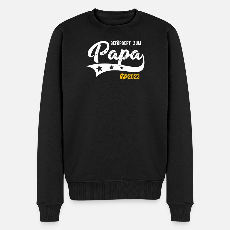 Befördert zum Papa 2023 Babyfüße - Männer Premium Bio Pullover - Schwarz