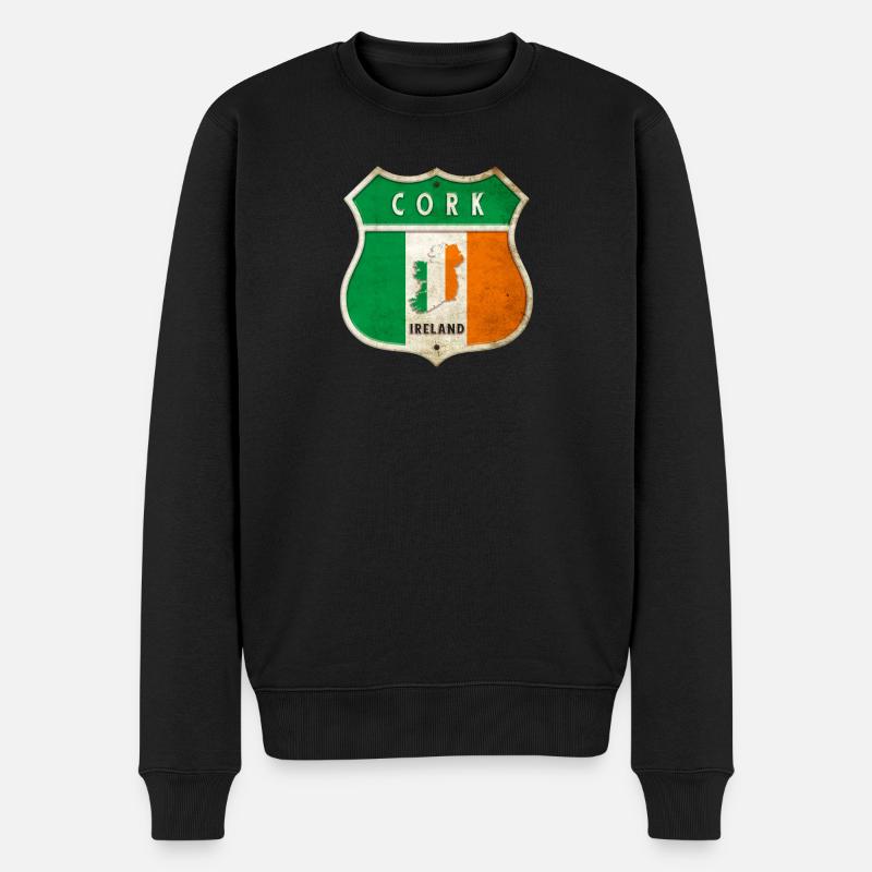 Cork Irland Wappen Flaggen Design - Männer Premium Bio Pullover - Schwarz