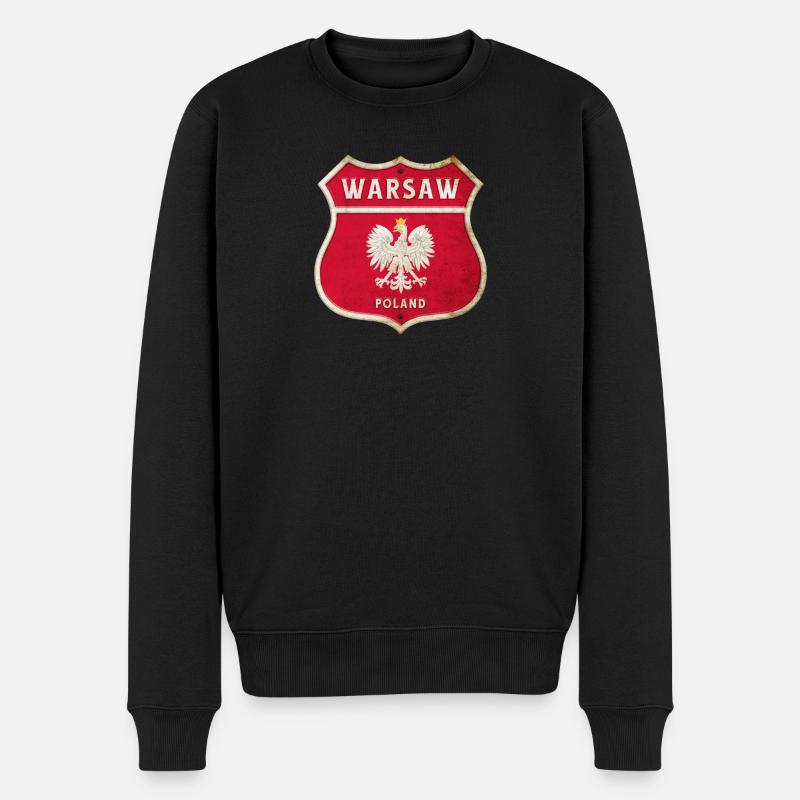 Warschau Polen Wappen Flaggen Design - Männer Premium Bio Pullover - Schwarz
