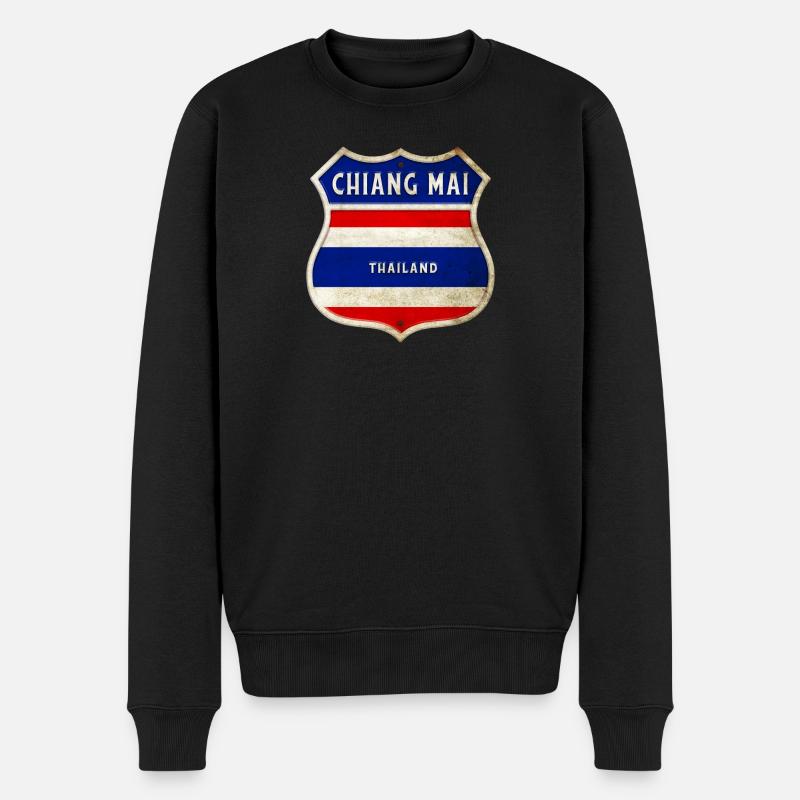 Chiang Mai Thailand Wappen Flaggen Design - Männer Premium Bio Pullover - Schwarz