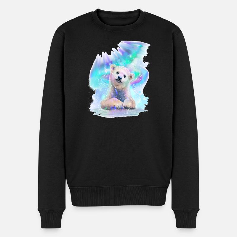 Ours blanc - Pull Premium bio Homme - noir