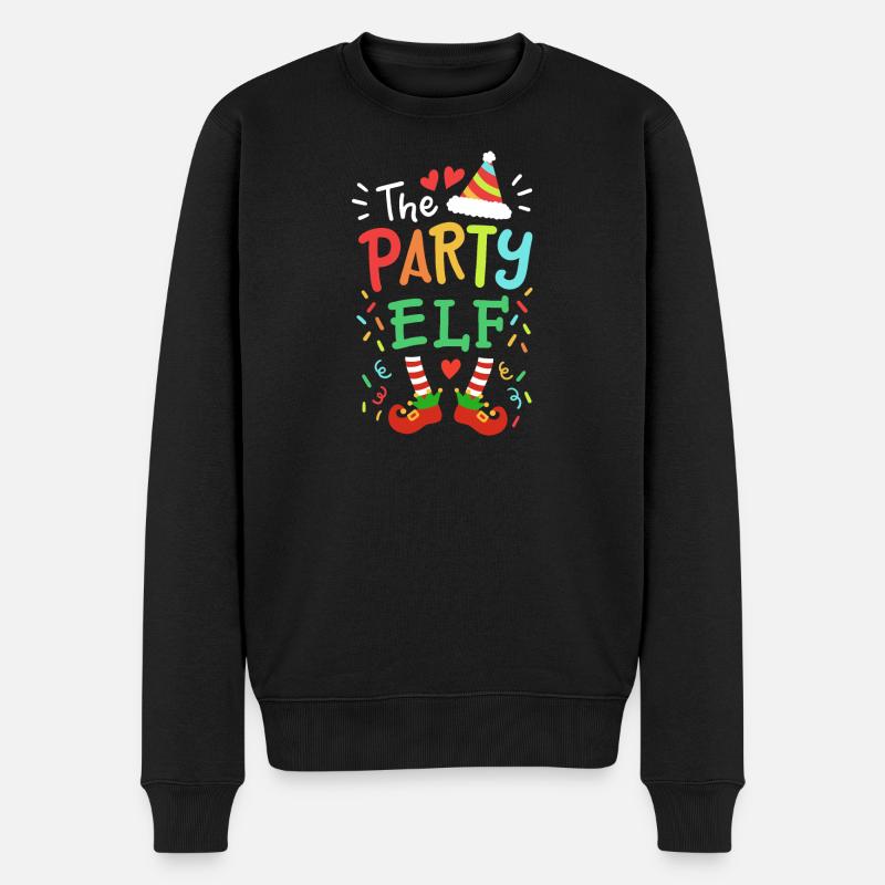 Party-Elf Elf Weihnachten - Männer Premium Bio Pullover - Schwarz