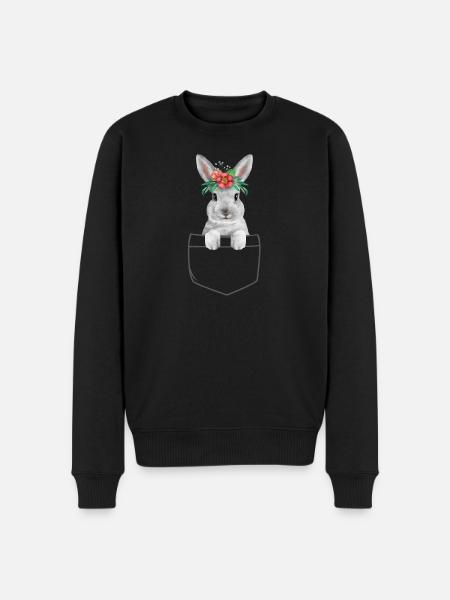 Rabbit Easter Flowers Rabbit Mom - Men's Premium Organic Jumper - black