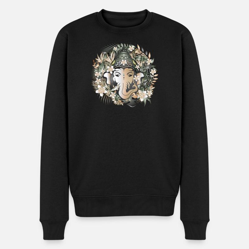 Elefanten Gott Ganesha inmitten des Dschungels - Männer Premium Bio Pullover - Schwarz