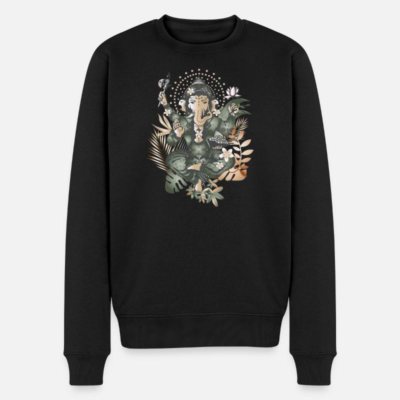 faszinierender Ganesha ein Gott mit Elefantenkopf - Männer Premium Bio Pullover - Schwarz