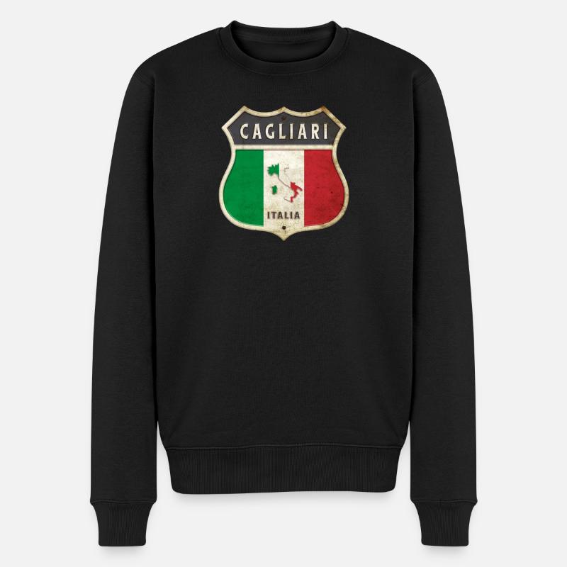 Cagliari Italie Armoiries Drapeaux Design - Pull Premium bio Homme - noir