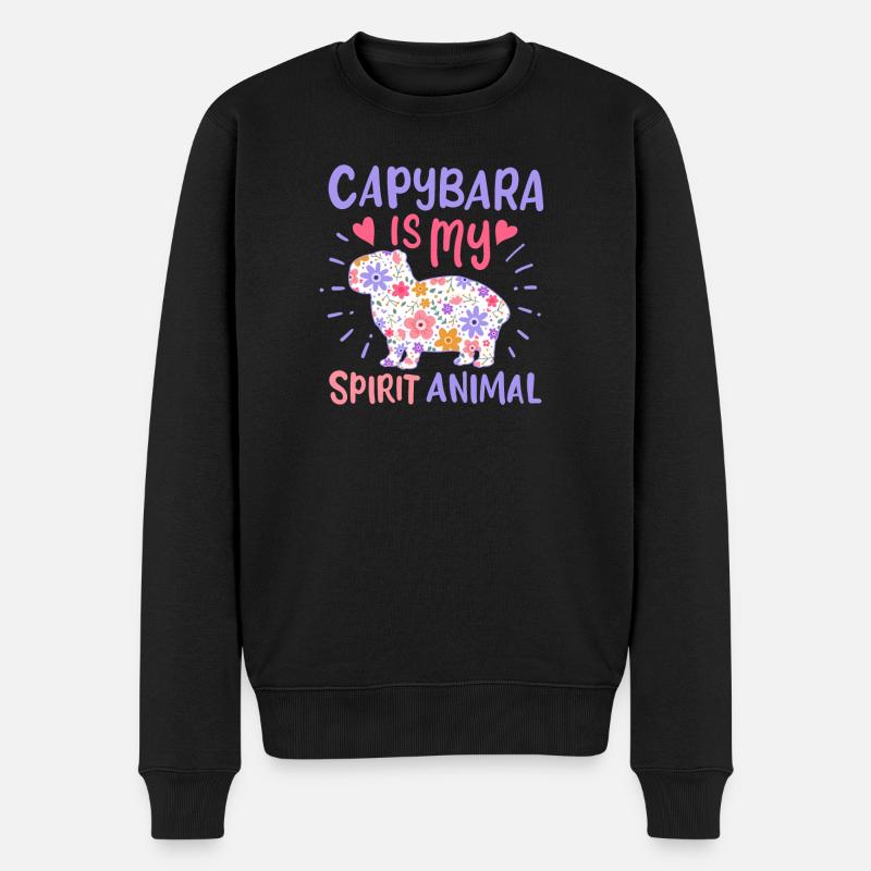 Capybara Krafttier - Männer Premium Bio Pullover - Schwarz