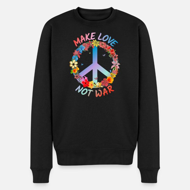 Make Love Not War - Männer Premium Bio Pullover - Schwarz