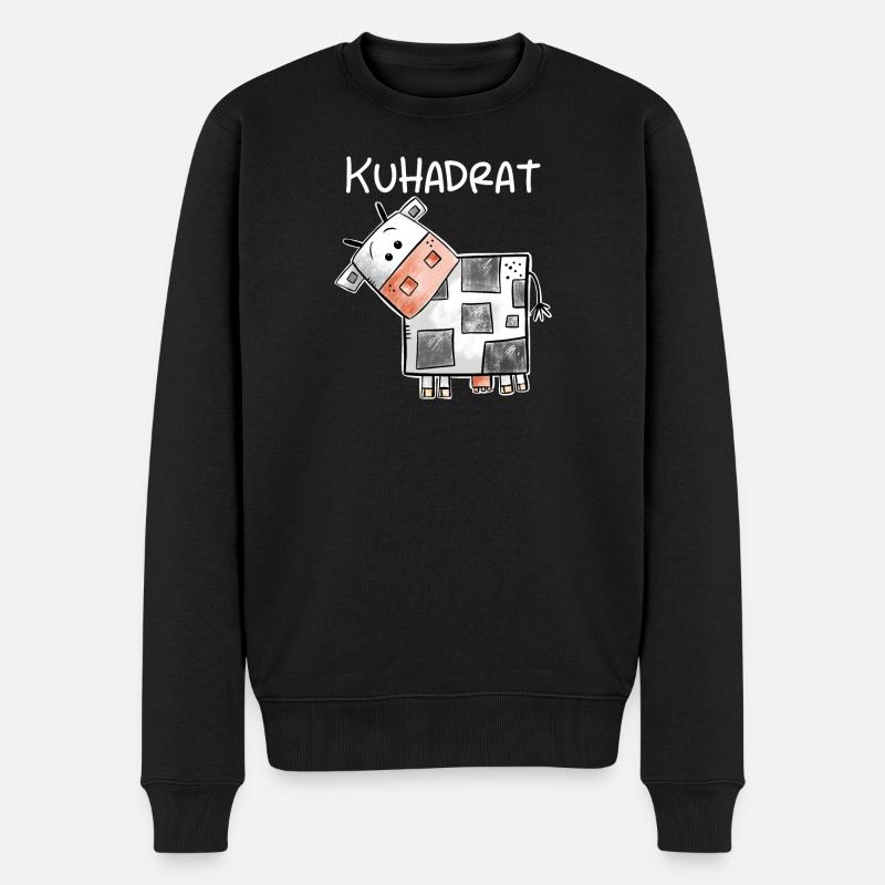 Kuhdrat Kuh I Kuh Wortspiel Quadrat Viereck - Männer Premium Bio Pullover - Schwarz