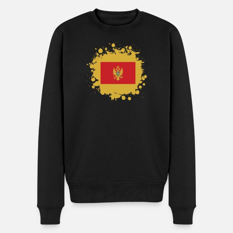 Montenegro Klecks Flaggen Design - Männer Premium Bio Pullover - Schwarz