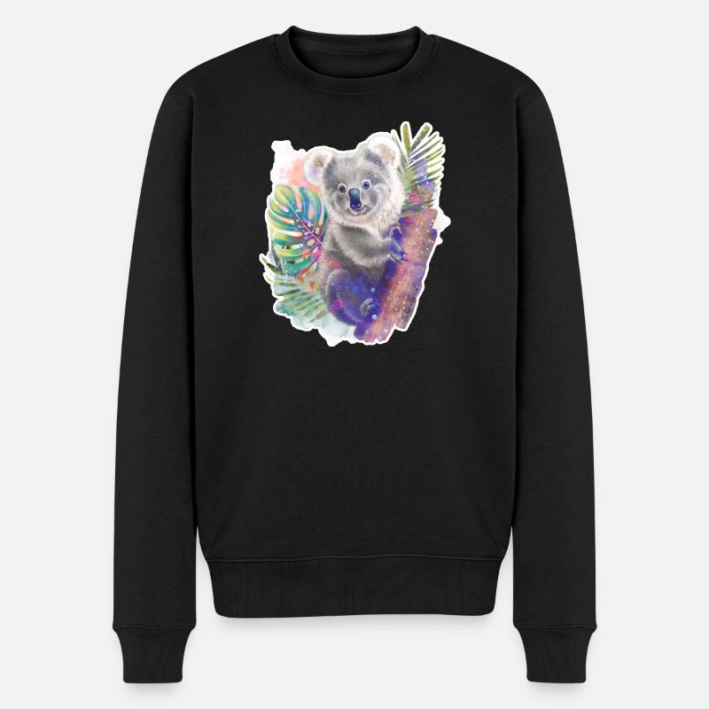 Koala | Koala Bär - Männer Premium Bio Pullover - Schwarz