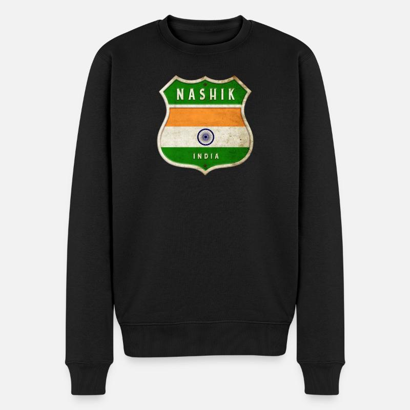 Nashik Inde Armoiries Drapeaux Design - Pull Premium bio Homme - noir