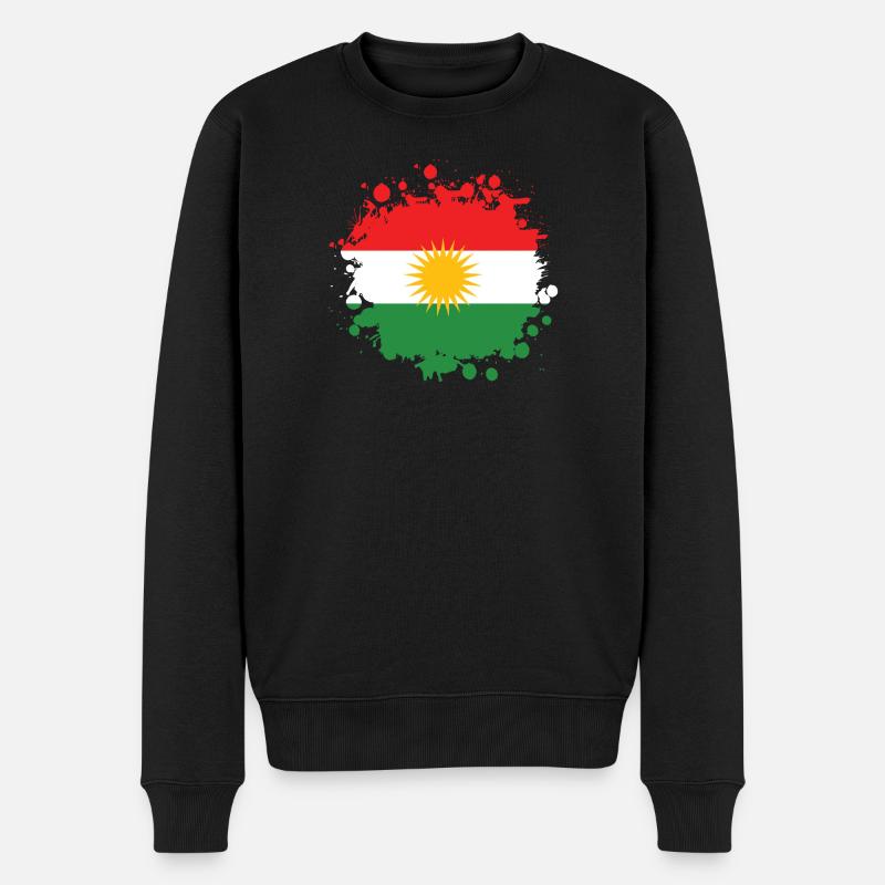 Kurdistan Splash Flaggen Design - Männer Premium Bio Pullover - Schwarz