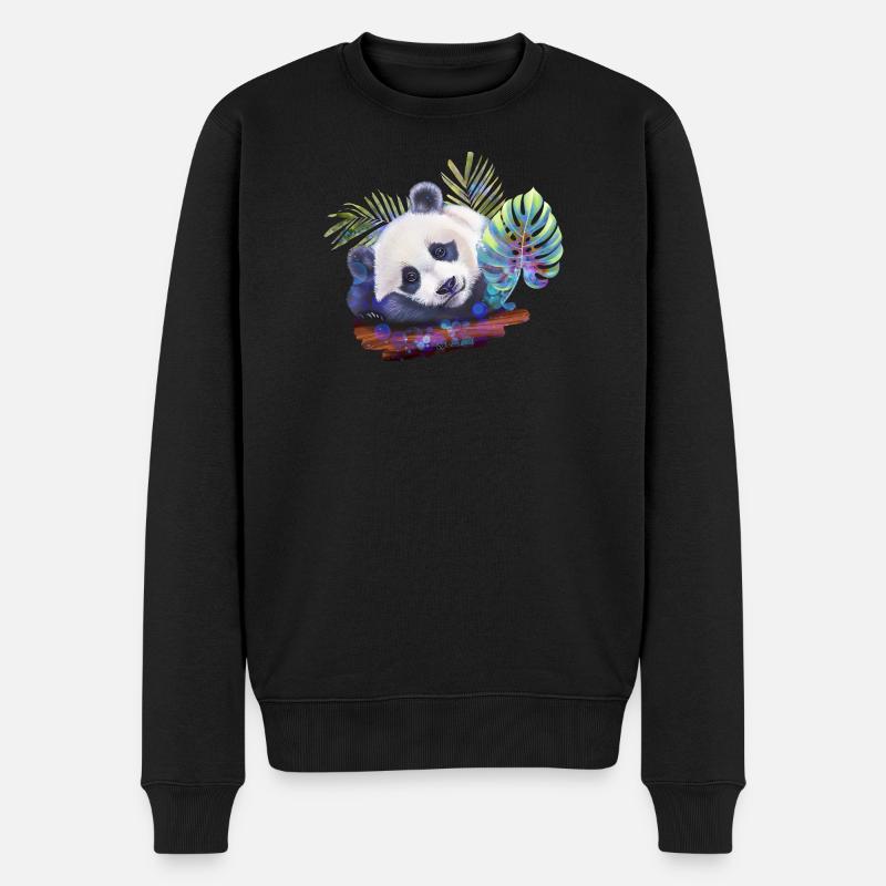 Panda - Männer Premium Bio Pullover - Schwarz