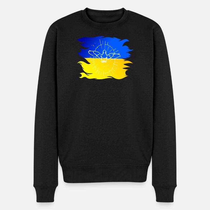 Ukraine Flagge mit Friedenstaube - Männer Premium Bio Pullover - Schwarz
