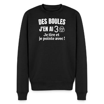 pétanque, pétanque humour, fan de pétanque - Pull Premium bio Homme - noir - Devant - Nico (187cm)