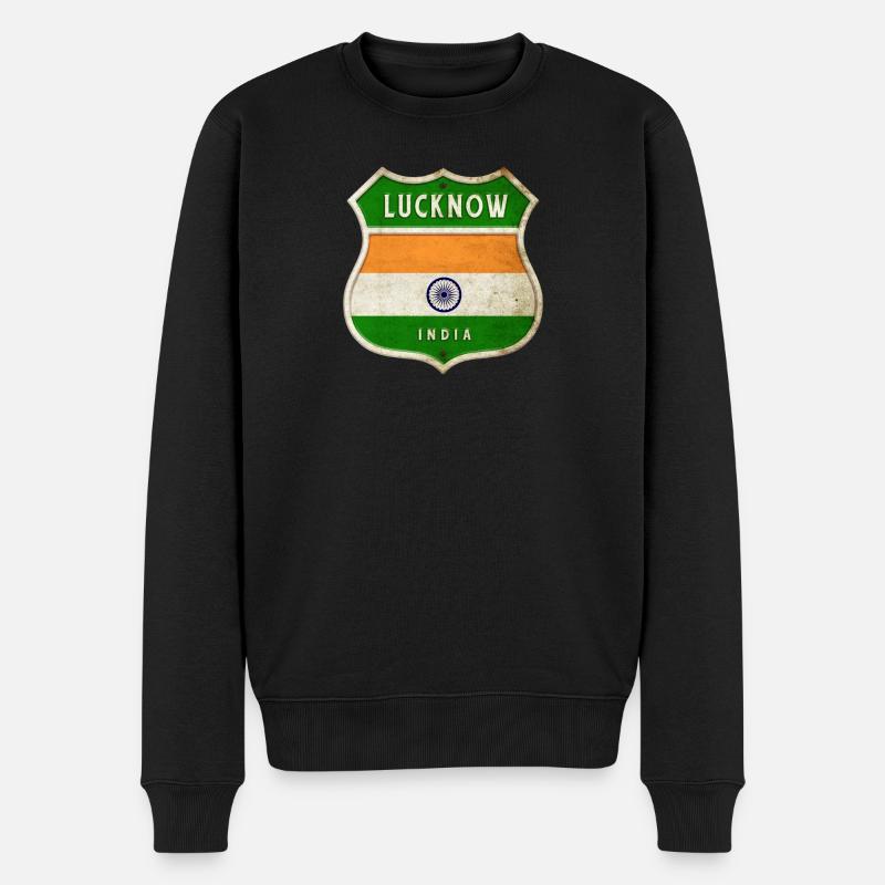 Lucknow Inde Armoiries Drapeaux Design - Pull Premium bio Homme - noir