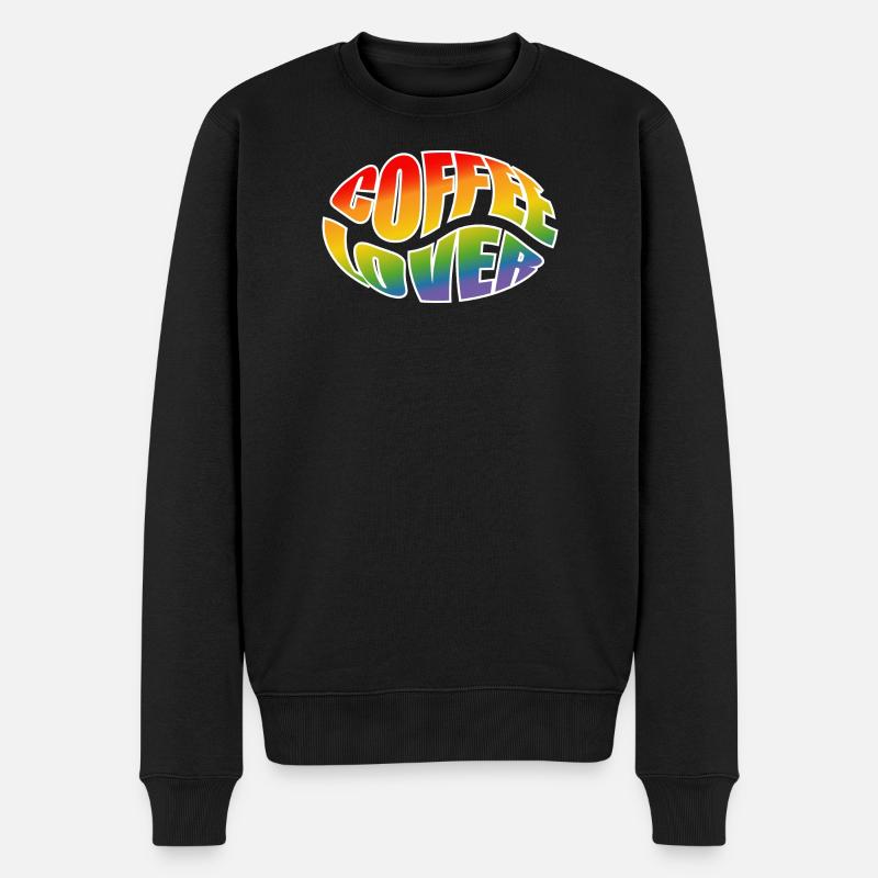 Kaffeebohne coffee lover rainbow black shirt - Männer Premium Bio Pullover - Schwarz