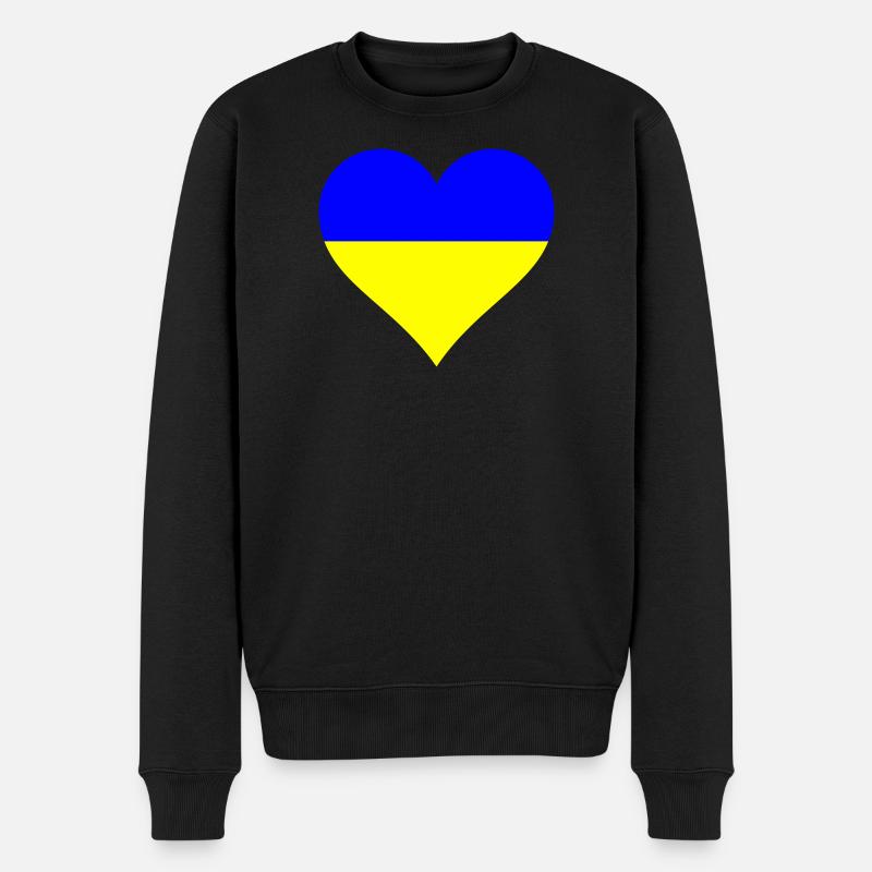 Herz für Ukraine - Männer Premium Bio Pullover - Schwarz
