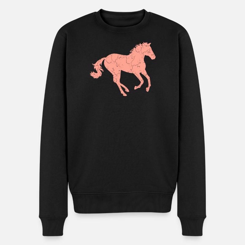 Galoppierendes Pferd - Männer Premium Bio Pullover - Schwarz