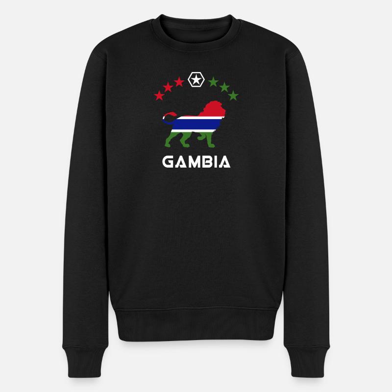 Design drapeau lion Gambie - Pull Premium bio Homme - noir