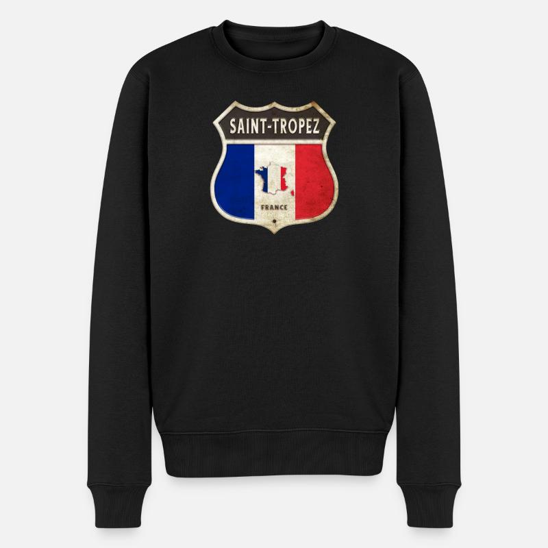 Saint-Tropez Frankreich Wappen Flaggen Design - Männer Premium Bio Pullover - Schwarz
