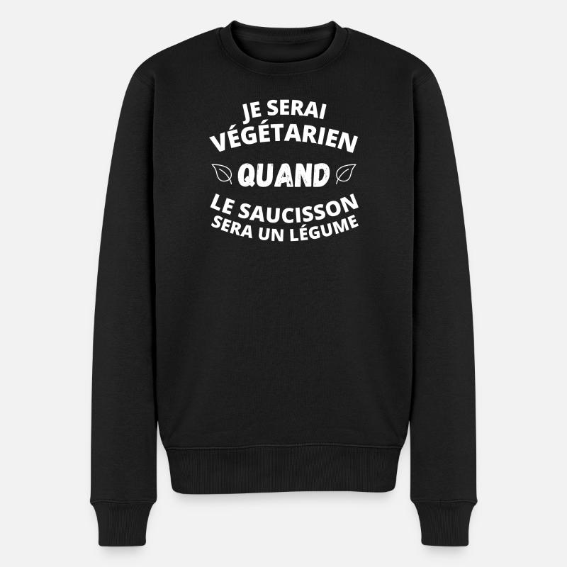 végétarien, végan, végétarien humour - Pull Premium bio Homme - noir