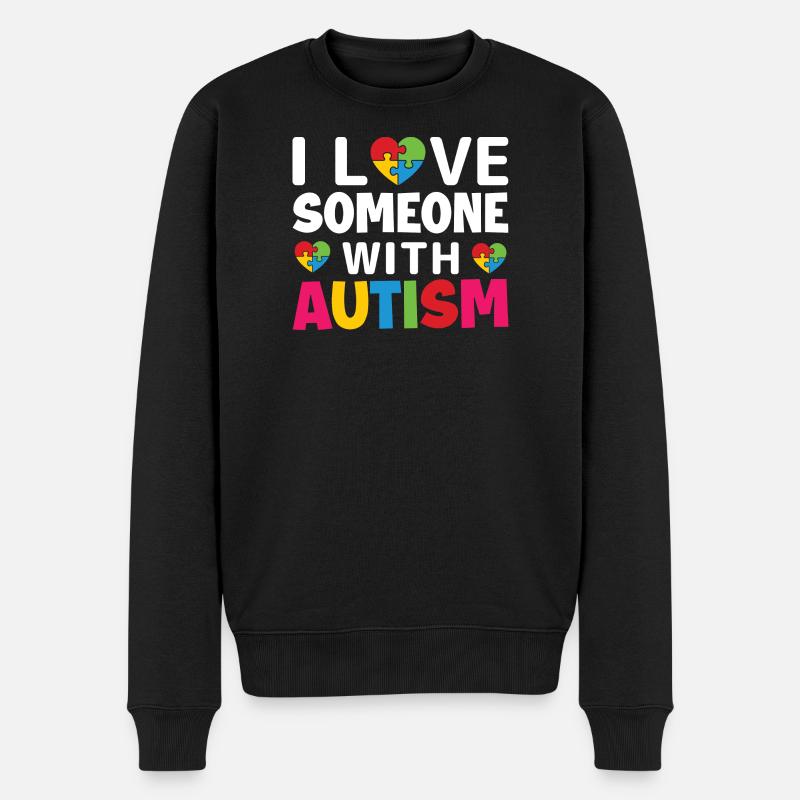 Liebe für Autismus Bewusstseinsdesign - Männer Premium Bio Pullover - Schwarz