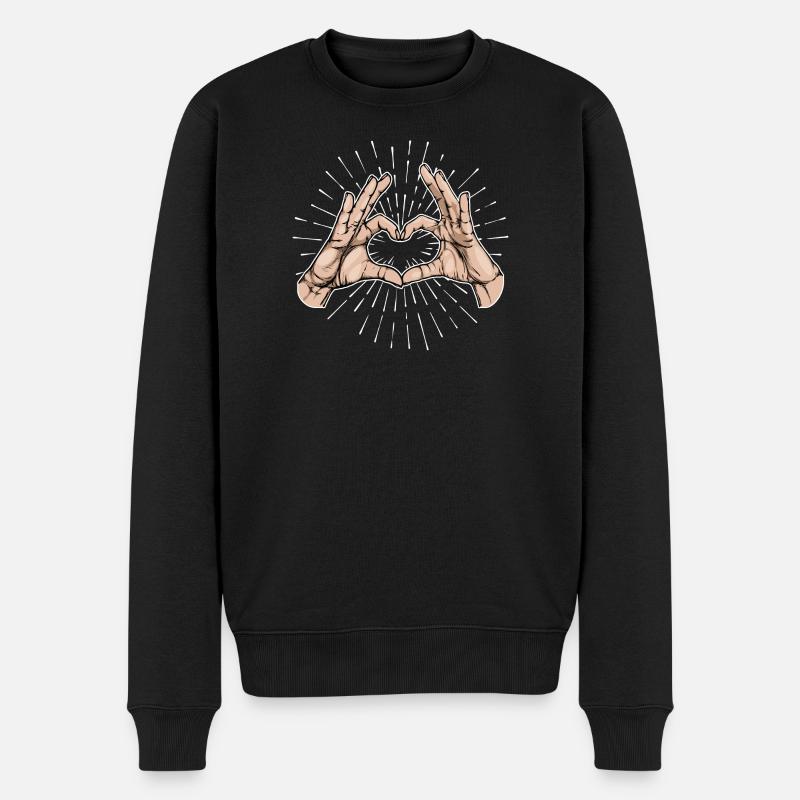 Herz Frieden Liebe Menschheit Friedensbewegung - Männer Premium Bio Pullover - Schwarz