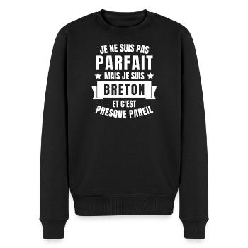 Bretagne, Bretagne humour, Breton - Pull Premium bio Homme - noir - Devant - Nico (187cm)