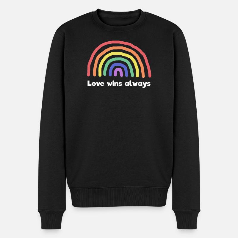 Regenbogen Liebe Statement Frieden Weltfrieden - Männer Premium Bio Pullover - Schwarz