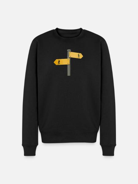 Wanderschild Wegweiser - Männer Premium Bio Pullover - Schwarz
