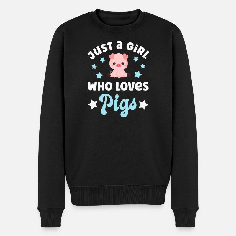 Schwein Schweine - Männer Premium Bio Pullover - Schwarz