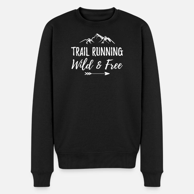 Trailrunning – wild und kostenlos - Männer Premium Bio Pullover - Schwarz
