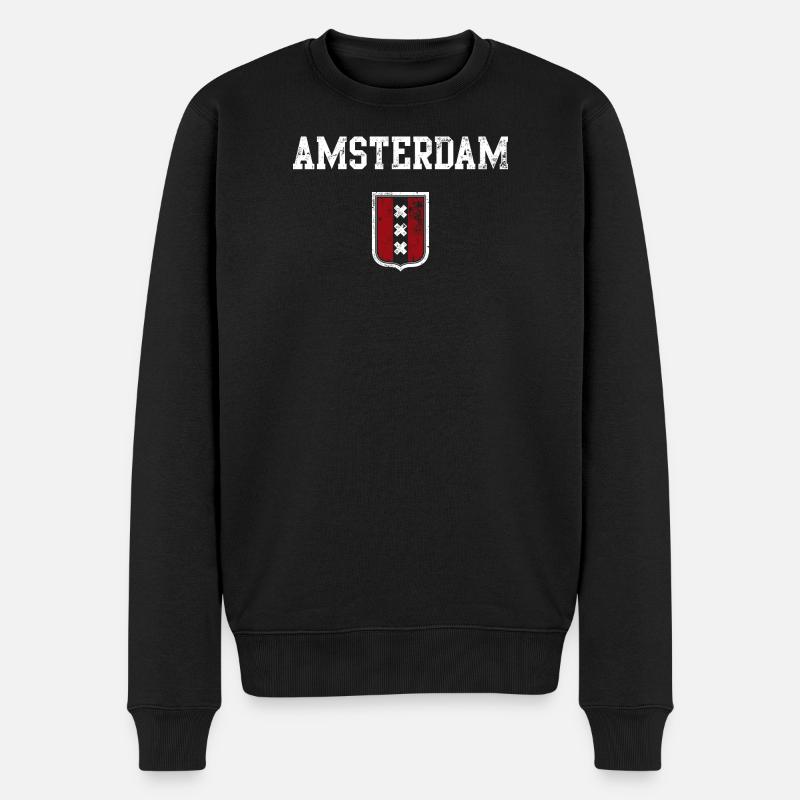 Amsterdamer Wappen-Schildmotiv - Männer Premium Bio Pullover - Schwarz