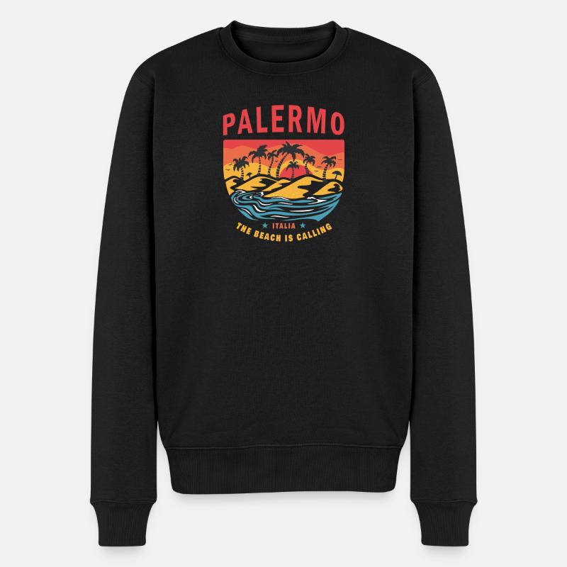 Palermo Italien Strand Design - Männer Premium Bio Pullover - Schwarz