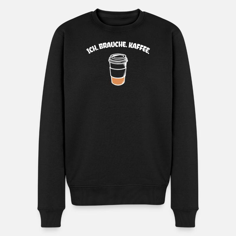 Kaffee Statement Kaffeetrinker Kaffeeliebhaber - Männer Premium Bio Pullover - Schwarz