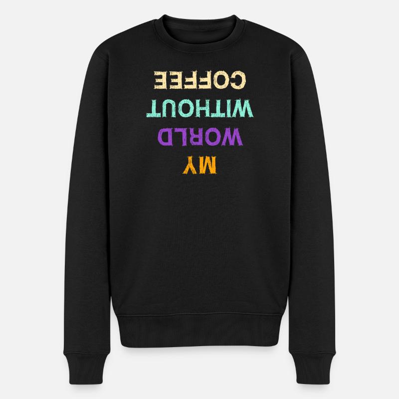 Lustig Kaffee Koffein Statement Kaffeeliebhaber - Männer Premium Bio Pullover - Schwarz