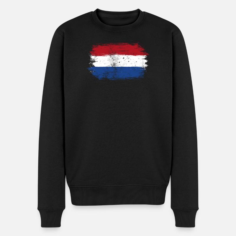 Coup de pinceau du drapeau néerlandais - Pull Premium bio Homme - noir