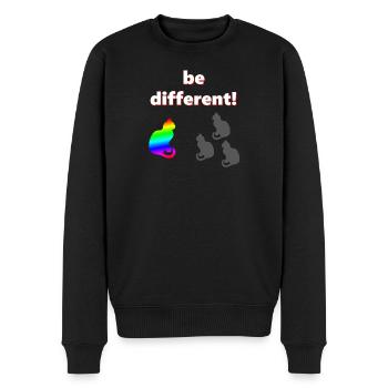 Katze Regenbogen Silhouette T-Shirt   - Männer Premium Bio Pullover - Schwarz - Vorne - Nico (187cm)