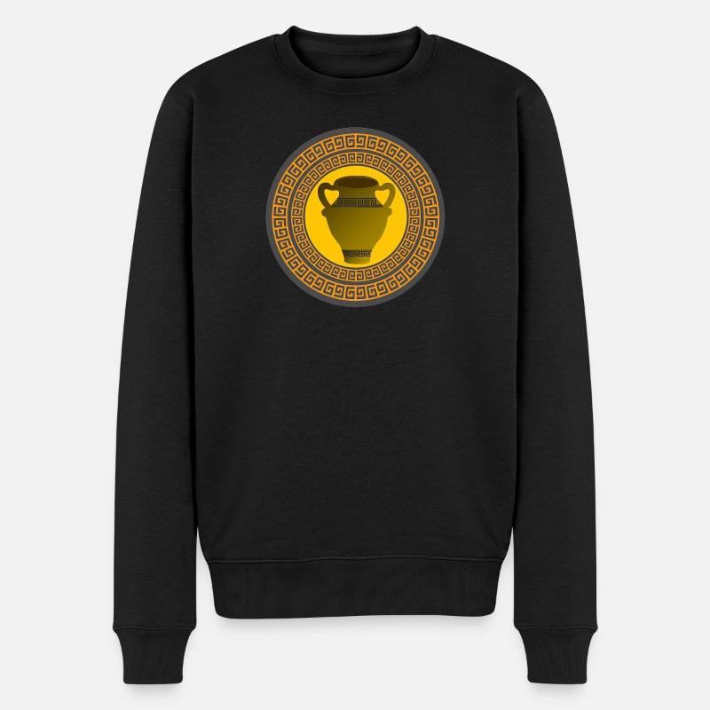 griechisches muster, antike vase griechisch - Männer Premium Bio Pullover - Schwarz