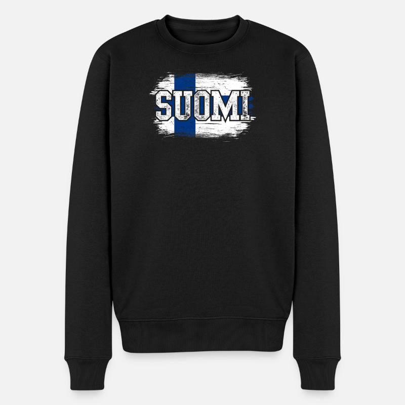 Suomi - Männer Premium Bio Pullover - Schwarz
