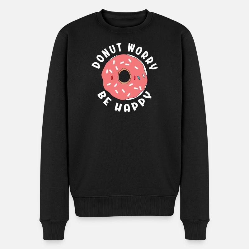 Donut Sorge Sei glücklich - Männer Premium Bio Pullover - Schwarz