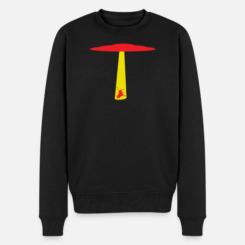 UFO-Entführung eines Stieres - Männer Premium Bio Pullover - Schwarz
