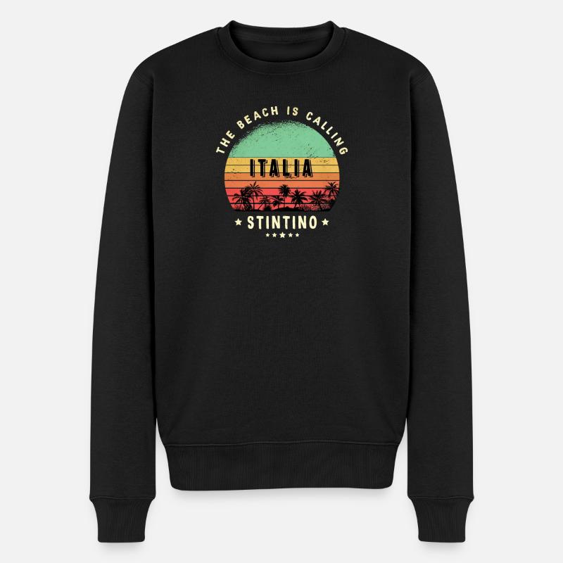 Motif plage Stintino Italie - Pull Premium bio Homme - noir