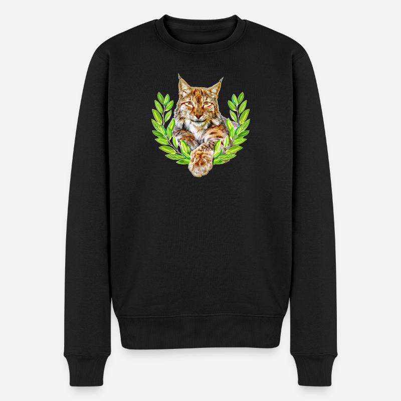 Luchs Wild Katze Freiheit - Männer Premium Bio Pullover - Schwarz