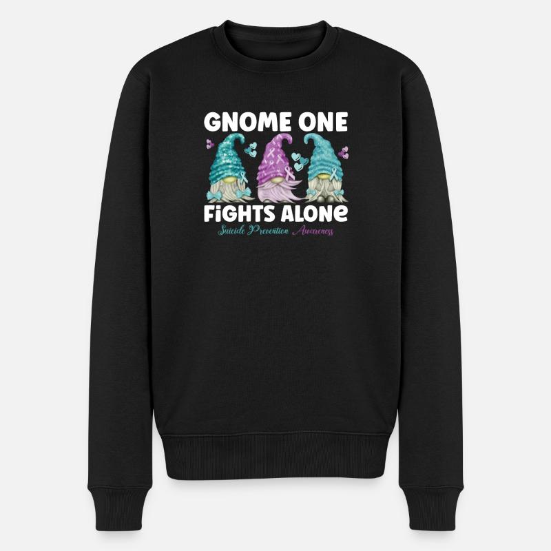 Gnome One Fights Suicide Prevention - Männer Premium Bio Pullover - Schwarz